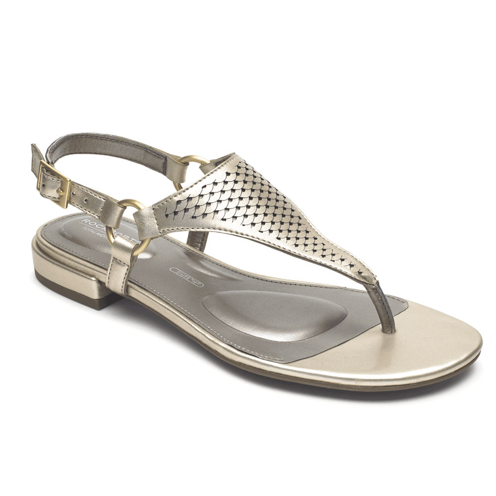 Rockport Sandals For Womens Gold - Total Motion Zosia Thong - YK4328067